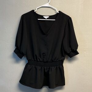 Time and Tru Black Peplum Blouse size Large 0130